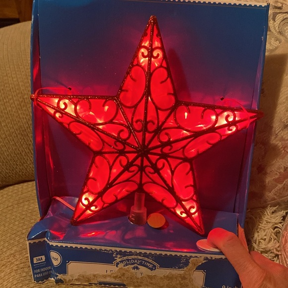 ❤️ 🌟❤️NWT Holiday Time LED Red Star Tree Topper - Picture 3 of 6